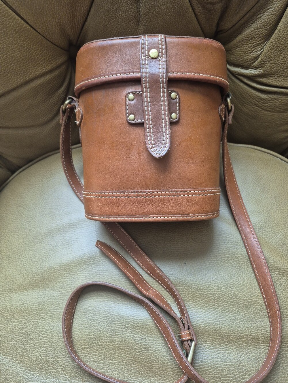 Vintage Brown Leather Crossbody Bag - Picture 1 of 7